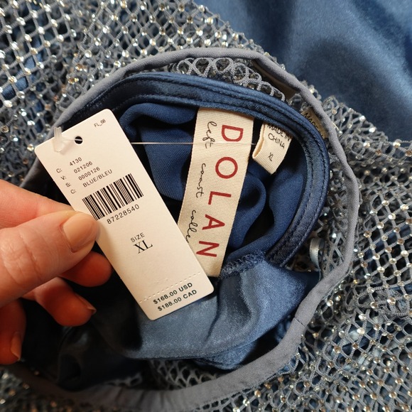 Anthropologie Dolan Dress Womens Extra Large NWT Mesh Satin Slip Twofer Midi - Picture 8 of 16